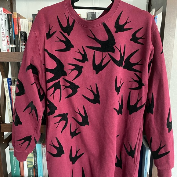 Alexander McQueen Maroon Sparrow Print Dress - Picture 3 of 6